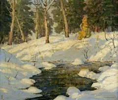 Walter Koeniger, Winter Landscape with a Brook, oil on canvas