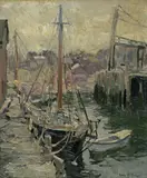 Emile Gruppé, Sailboat at the Docks