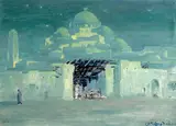 Robert Landsdale, White Mantle of the Prophet, Tunis, oil on canvas laid to paper