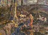 John Edward Costigan, Mother and Child Walking in the Woods