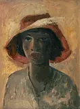 Bror Julius Olsson Nordfeldt, Portrait of a Woman Wearing a Floppy Hat