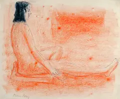 Milton Avery, Orange Nude, 1956, crayon and pen on paper