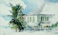 Under a Coconut Tree by Stephen Scott Young, watercolor on paper, sold Nov 2007