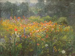 J. Ottis Adams, A Country Garden, oil on canvas