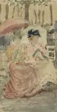 Maurice Brazil Prendergast, Two Women Seated with Parasols in a Park, watercolor on paper