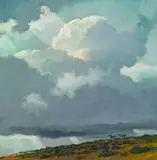 Eric Sloane, Racing the Walking Rain, oil on board