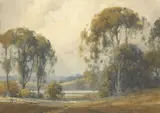 Percy Gray, Eucalyptus and Clouds with Distant Hills