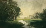 William Keith, Wooded Stream with Cattle Grazing, 1899, oil on canvas