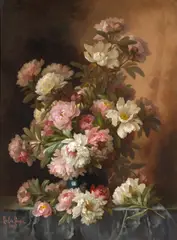 Paul de Longpré, Bouquet of Pink and White Peonies, 1891, oil on canvas