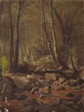 Marius Dahlgren, A Wooded Stream, oil on canvas