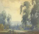 Percy Gray, Gum Trees, watercolor on paper on board