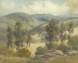 Percy Gray, Carmel Valley, watercolor on paper on board