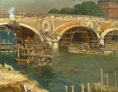 Alson S. Clark, Bridge Builders, oil on canvas