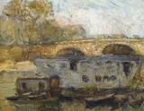 Clarence K. Hinkle, House Boat on the Seine