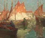 Harbor of Golden Sails by Edgar Alwin Payne, oil on canvas, sold Aug 2007