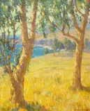 Benjamin Brown, Eucalypti near Arch Beach, California, oil on canvas board