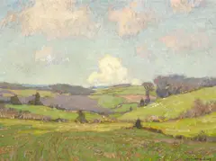 Passing Clouds over Open Fields by William Wendt, oil on canvas, sold Aug 2007