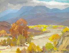 Orrin A. White, Dry Stream Bed, Foothills, gouache on board