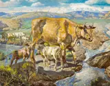 Hernando Gonzallo Villa, Cattle Watering, 1944, oil on canvas board