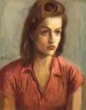 Moses Soyer, A Portrait of a Woman in a Red Blouse, oil on canvas