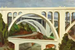 Colorado Street Bridge, Pasadena by Frode Nielsen Dann, 1961, oil on canvas, sold Aug 2007