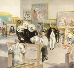 Julius Moessel, The Vetting Procedure, 1936, watercolor on paper