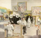 Julius Moessel, The Vetting Procedure, 1936, watercolor on paper