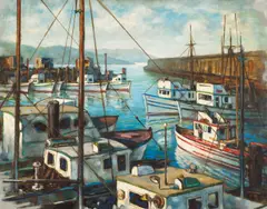 John Garth, Outward Bound, Fisherman's Wharf, oil on canvas