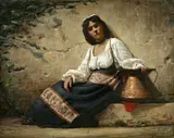 Charles Sprague Pearce, Contadina, oil on canvas