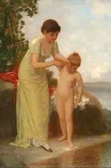 Henry Augustus Loop, Bath Time, oil on canvas
