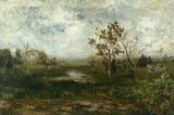 Alexander Helwig Wyant, Adirondack Creek, oil on canvas backed by panel