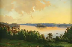 Frederick DeBourg Richards, Sunrise over the River, oil on canvas