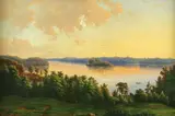 Frederick DeBourg Richards, Sunrise over the River, oil on canvas
