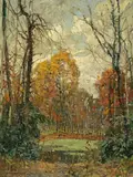 Frederick J. Mulhaupt, Pool in the Woods, oil on artist's board