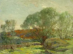 Pastureland, Cape Ann by Frederick J. Mulhaupt, oil on card, sold May 2007