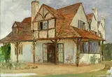 Anna Richards Brewster, Cottage Surrey, Orchard in Spring, and Portrait of a Woman: three, i)oil on painter's board, ii)oil on canvas, iii)oil on painter's board