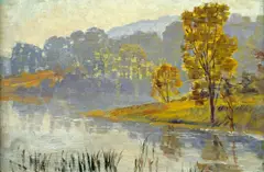 Anna Richards Brewster, View of a Lake, View of a Valley, and Family Entering a Field: three, oil on canvas