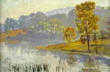Anna Richards Brewster, View of a Lake, View of a Valley, and Family Entering a Field: three, oil on canvas