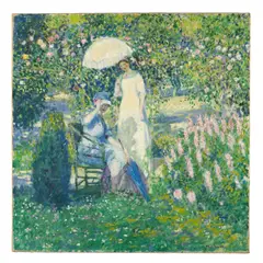 Frederick Carl Frieseke, Two Ladies in a Garden, oil on canvas