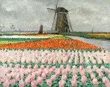 George Hitchcock, Pink Tulips, oil on canvas