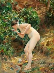 Will Hicok Low, Nude in a Forest, oil on canvas