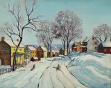 Carol Sirak, Road to Town in Winter, oil on canvas