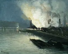 Aaron Harry Gorson, Pittsburgh Steel Mill at Night, oil on canvas