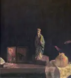 Hovsep Pushman, Guardian Image, Still Life of Asian Artifacts