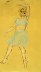 Arnold Friedman, Dancing Woman, colored chalk and pencil on yellowish paper