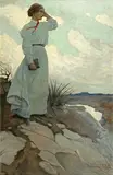 N. C. Wyeth, Louise Loved to Climb to the Summit on one of the Barren Hills Flanking the River and Stand there while the Wind Blew