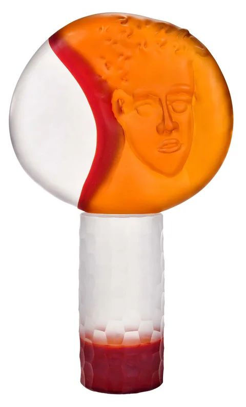 Art Glass Sculpture by Richard Jolley, 2001, colored glass sculpture with clear acid polish, sold Apr 2024