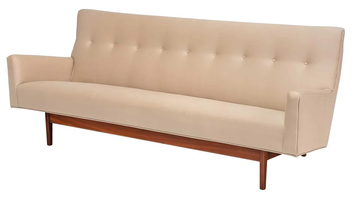 Upholstered Walnut Sofa by Jens Risom, tufted upholstered seatback, sold Oct 2023