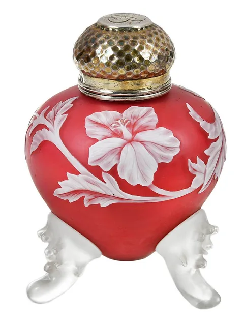 Stevens & Williams, Cameo Glass Perfume, 1892, three camphor glass legs