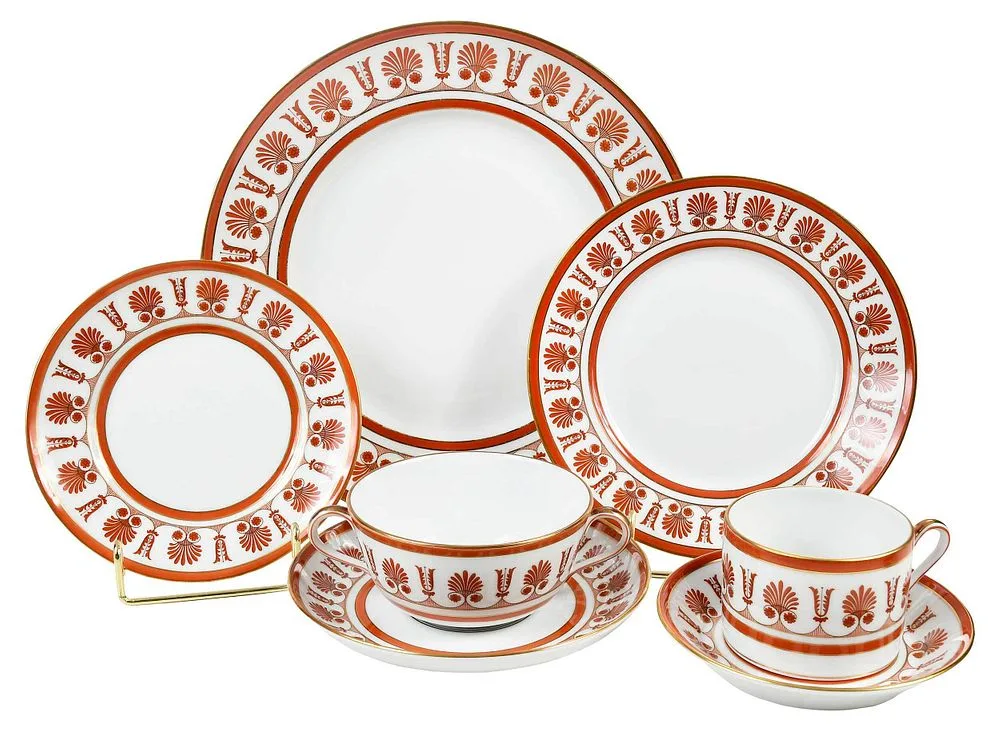 Richard Ginori, "Ercolano Red" Porcelain Dinner Service, 1980-1986